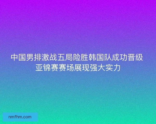中国男排激战五局险胜韩国队成功晋级 亚锦赛赛场展现强大实力